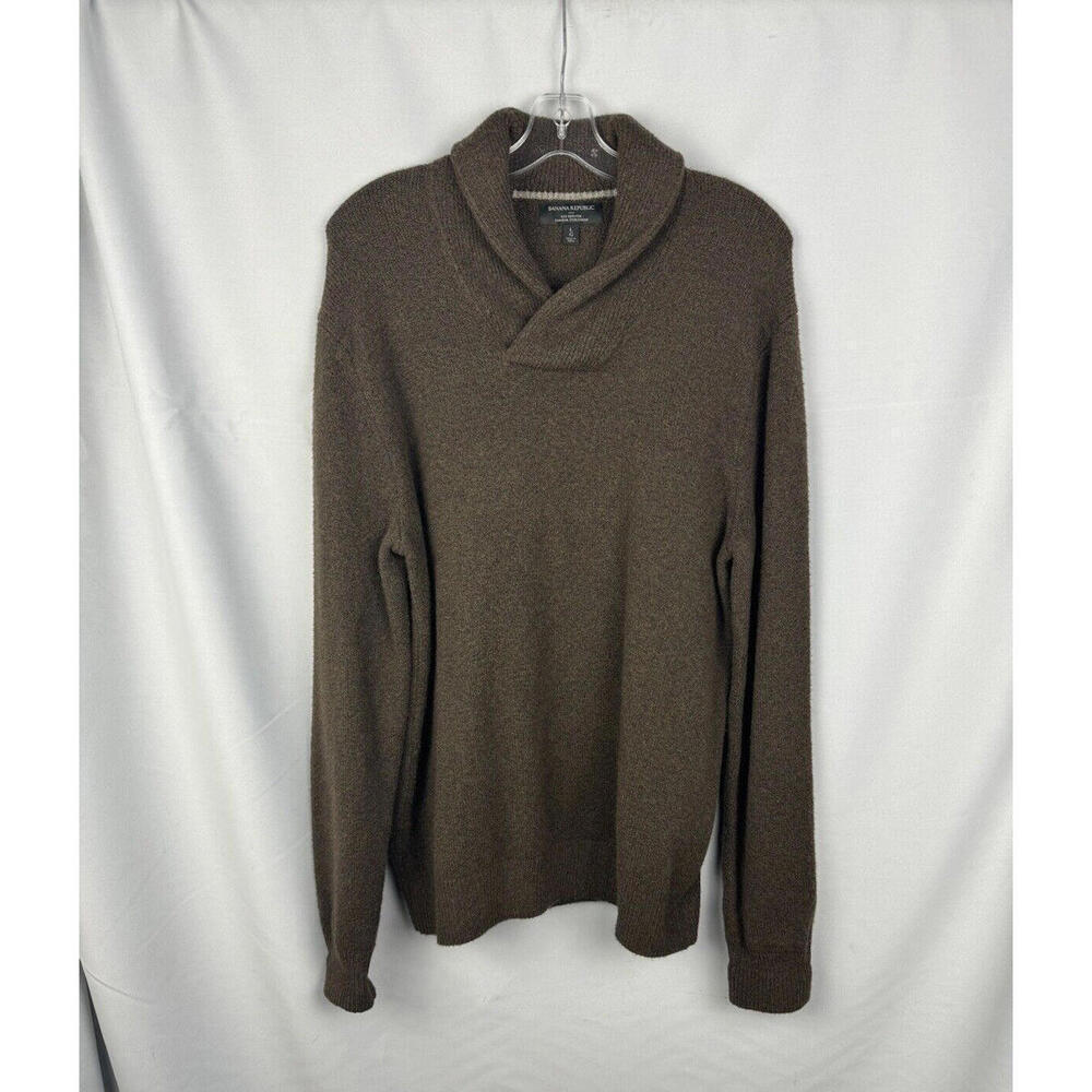 Banana Republic Shawl Collar Sweatshirt Green/Brown Size L